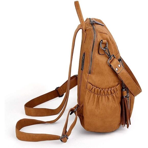 LMI Fashion Leather backpack- 4 Ochre